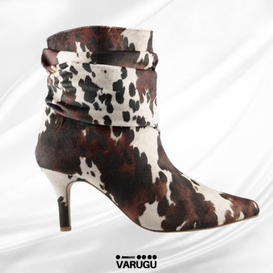 Botines vaqueras blanco con café dama