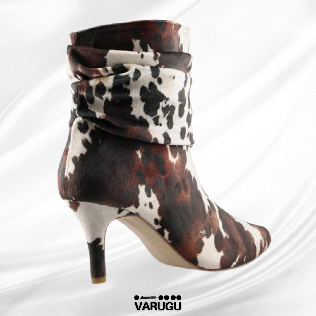 Botines vaqueras blanco con café dama
