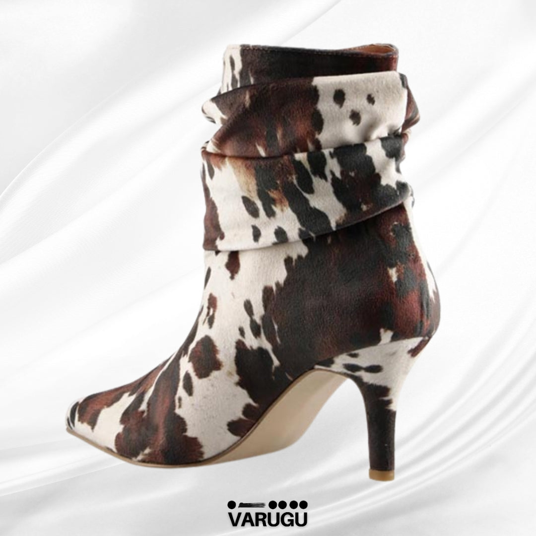 Botines vaqueras blanco con café dama