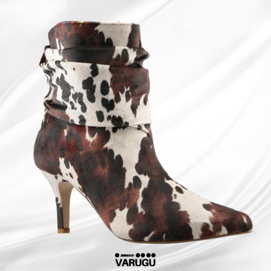 Botines vaqueras blanco con café dama