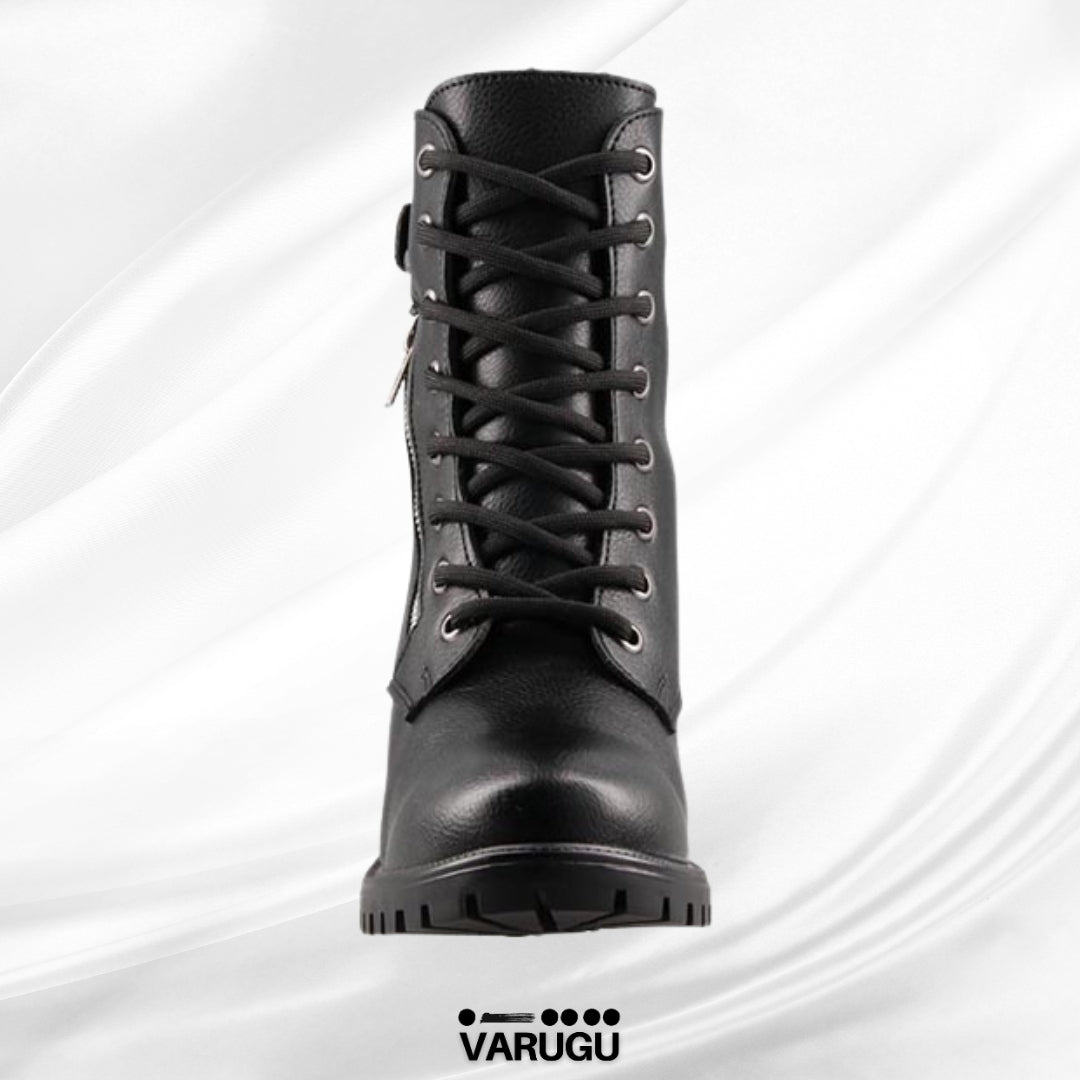 Botines con cinturón y agujeta dama negras