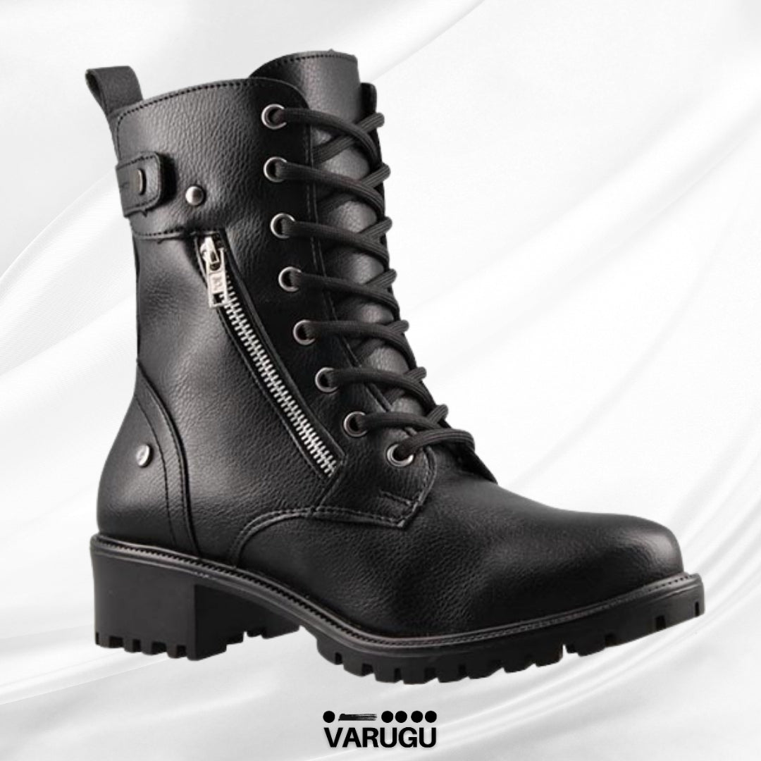 Botines con cinturón y agujeta dama negras