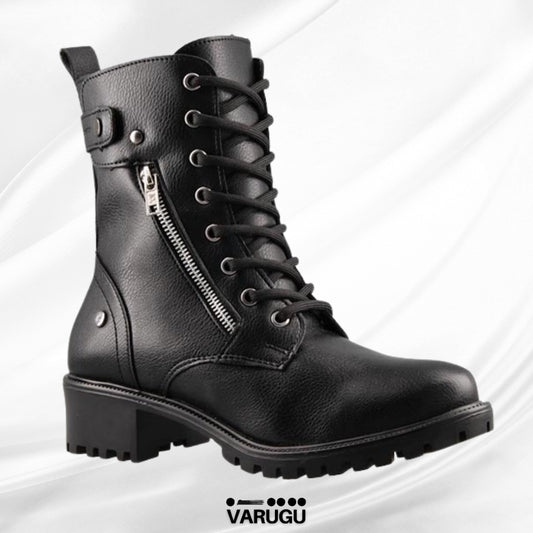 Botines con cinturón y agujeta dama negras