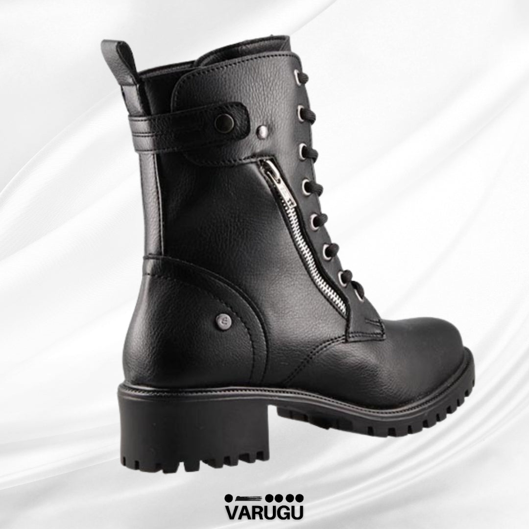 Botines con cinturón y agujeta dama negras