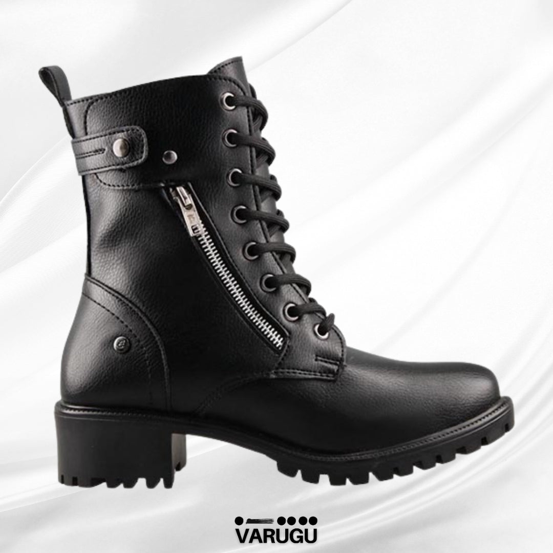 Botines con cinturón y agujeta dama negras
