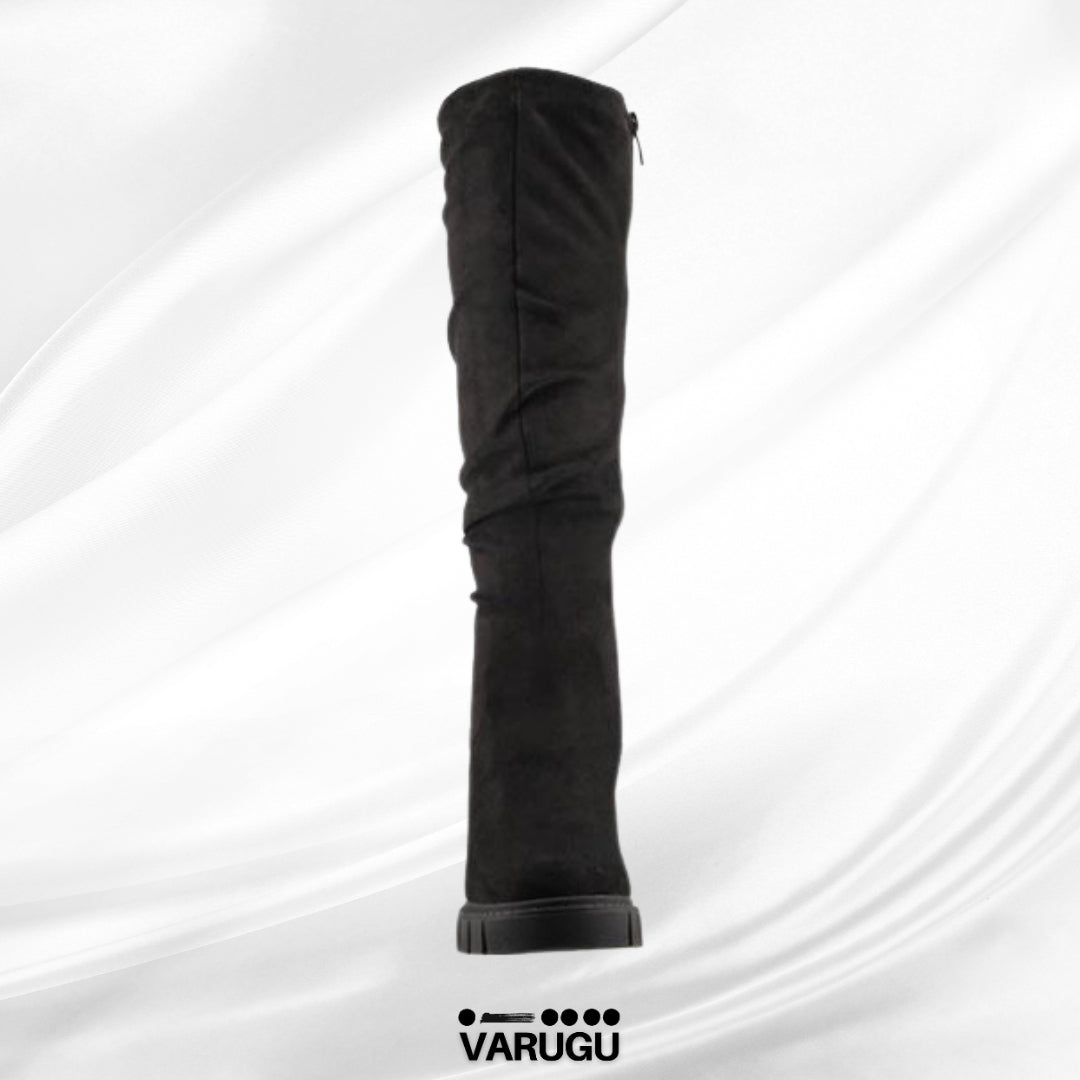 Botas largas color negro cómodas tacón grueso
