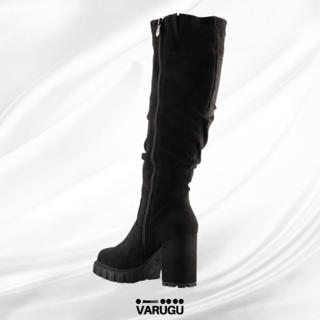 Botas largas color negro cómodas tacón grueso