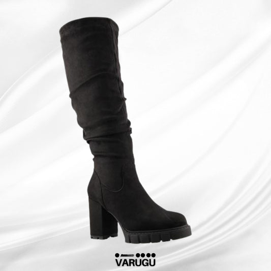 Botas largas color negro cómodas tacón grueso