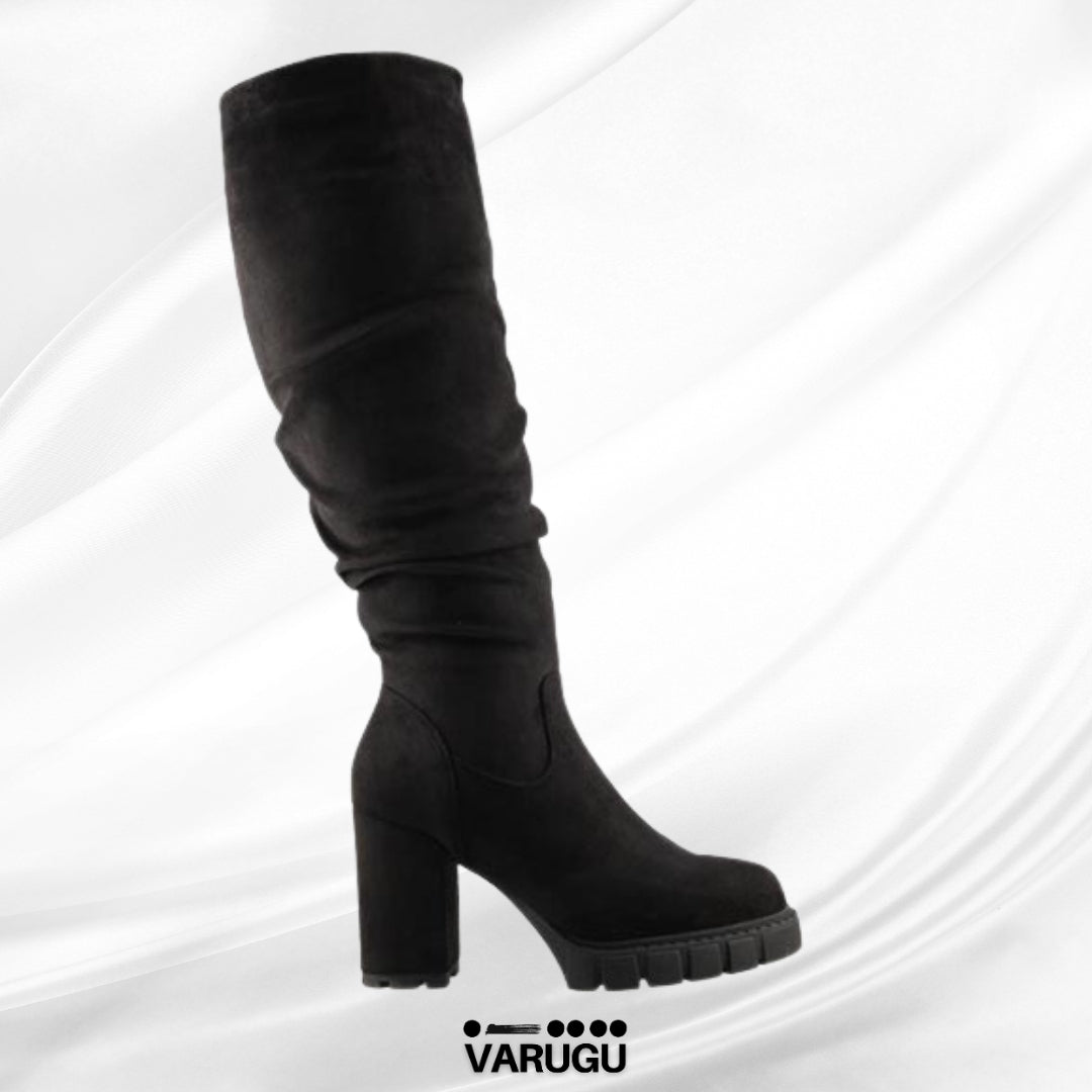 Botas largas color negro cómodas tacón grueso