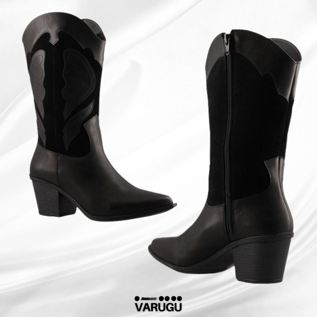 Botines negros con relieves mujer