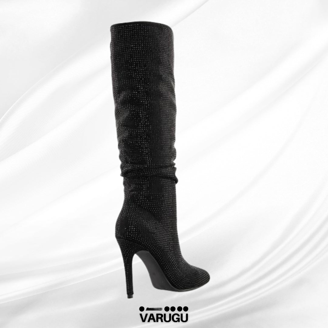 Botas negras altas y largas con brillos mujer
