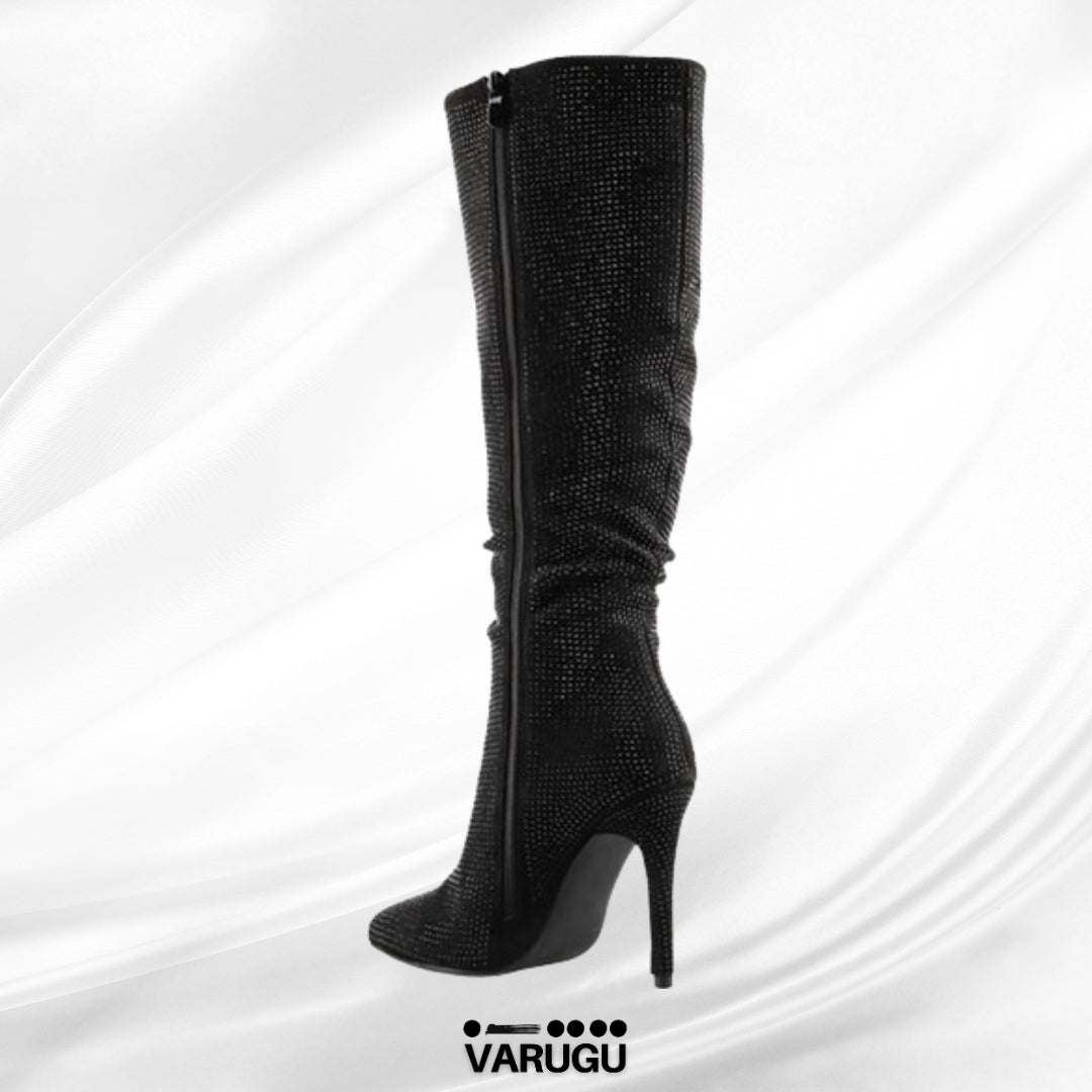 Botas negras altas y largas con brillos mujer