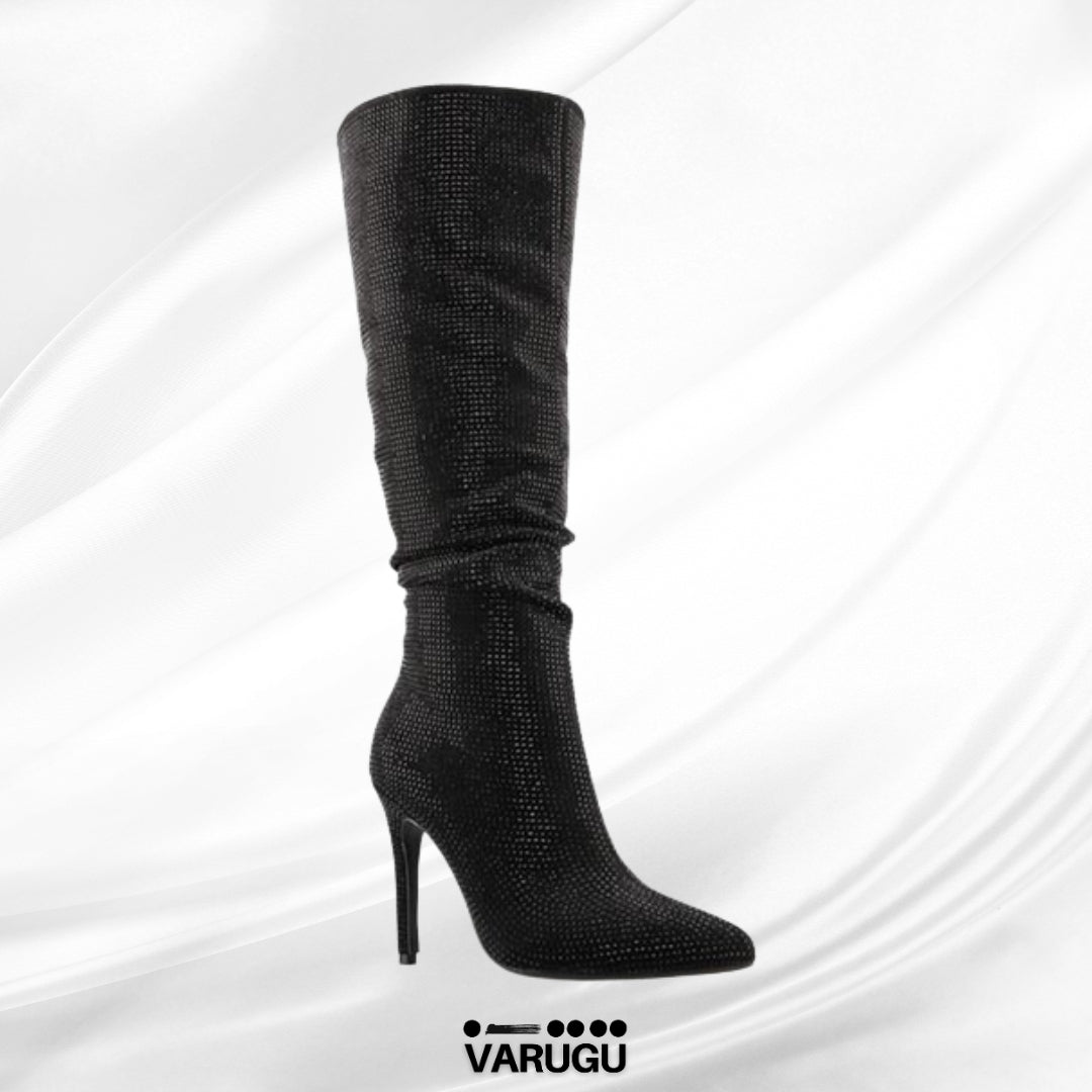 Botas negras altas y largas con brillos mujer