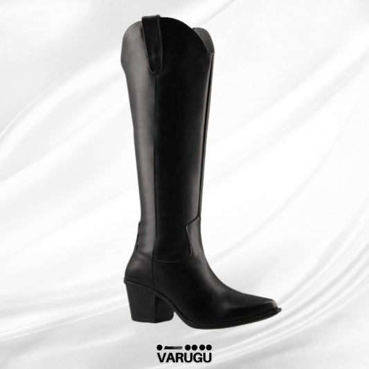 Botas largas de mujer color negro corte fino
