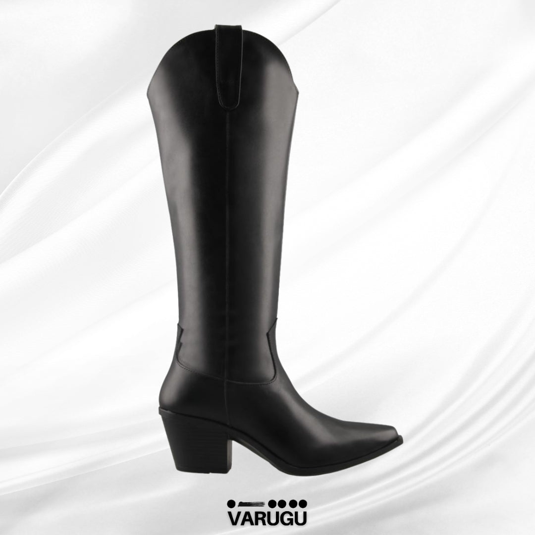 Botas largas de mujer color negro corte fino