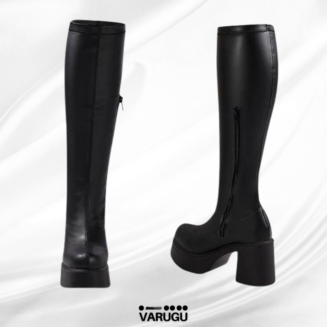 Bota larga color negro ajusta a pierna
