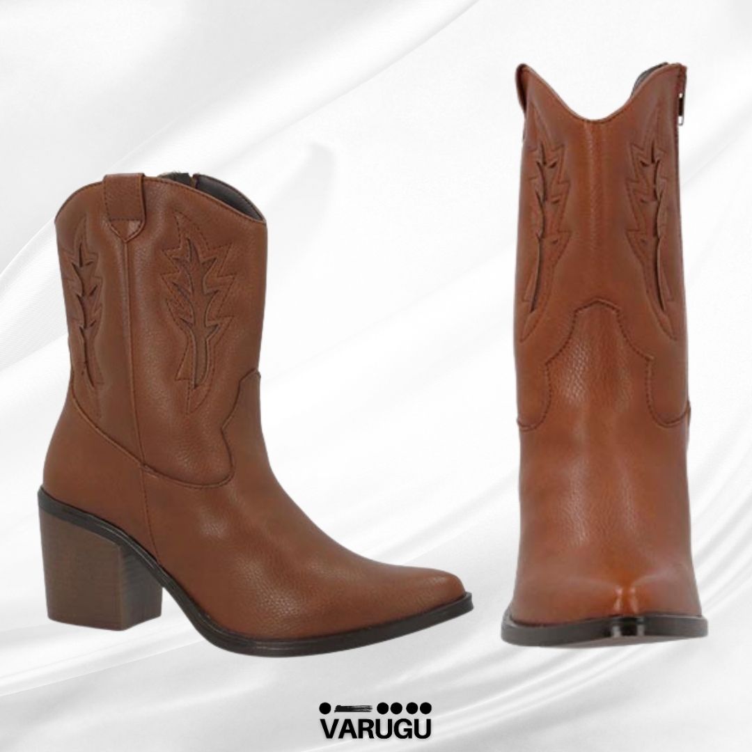Botines café para damas con diseño especial