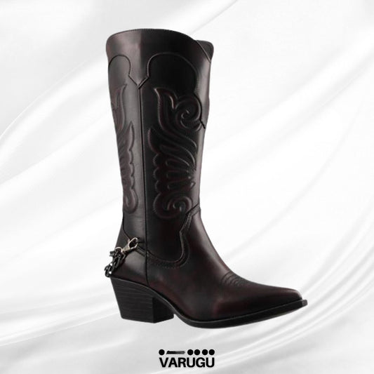 Botas negras con cadena para mujer
