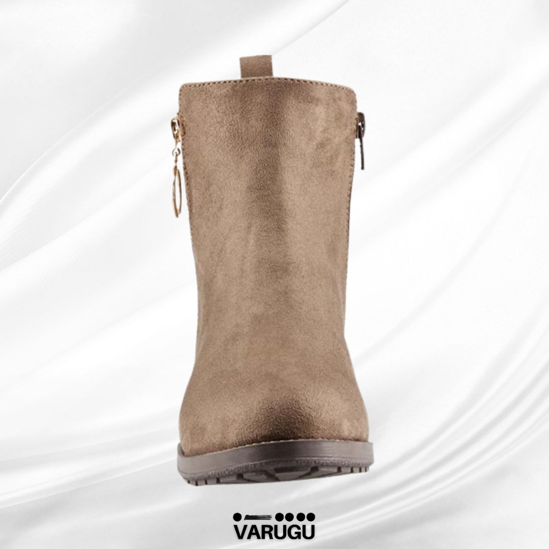 Botines color beige de mujer tacón grueso