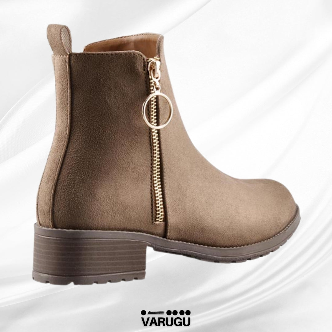 Botines color beige de mujer tacón grueso
