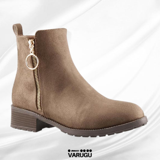 Botines color beige de mujer tacón grueso