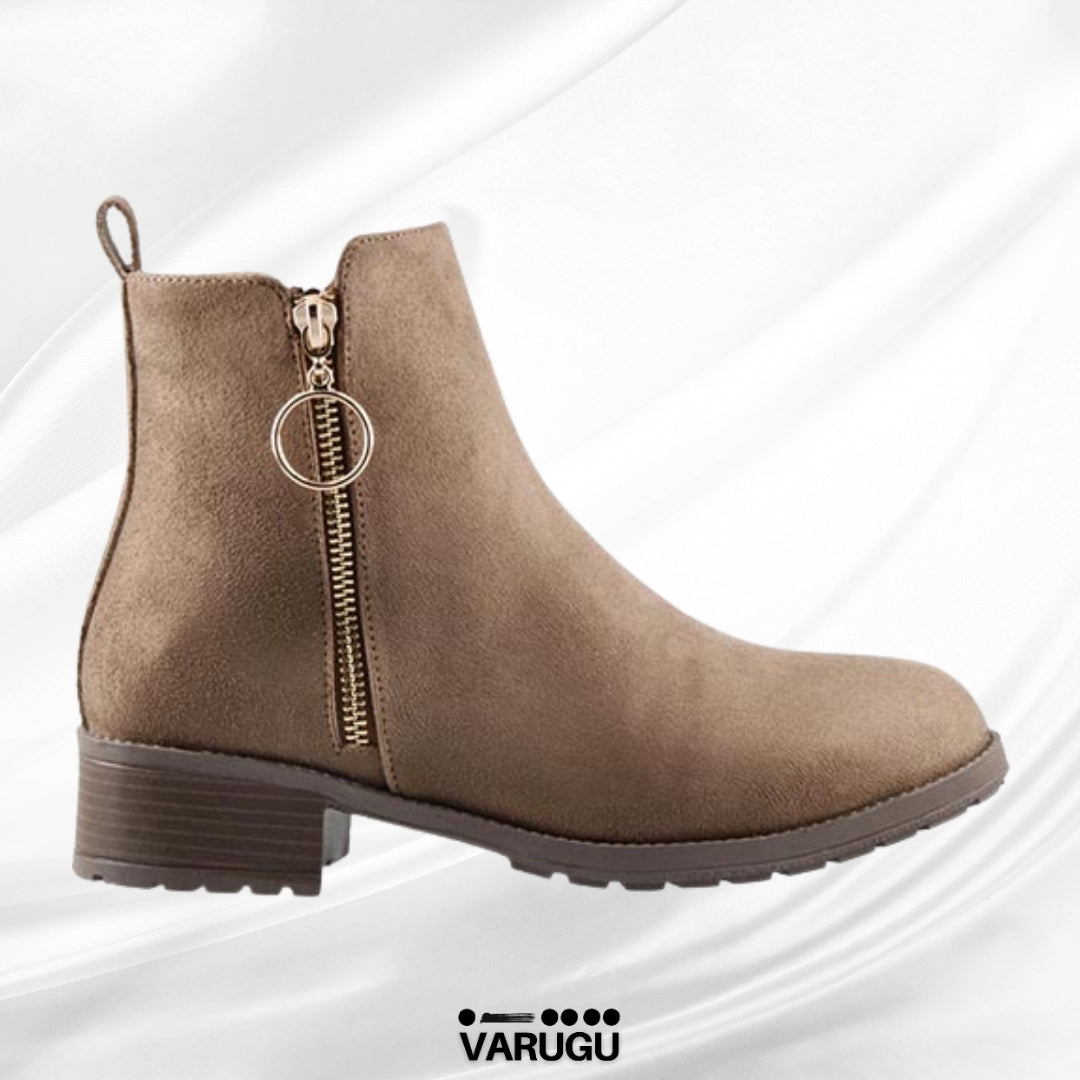 Botines color beige de mujer tacón grueso