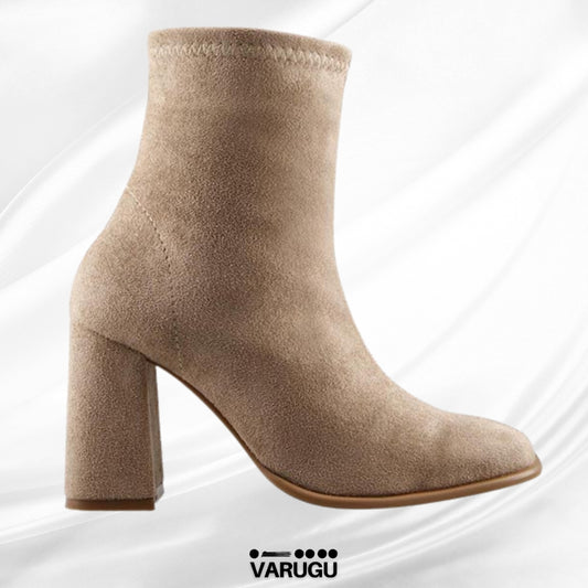 Botines beige estilo gamuza mujer