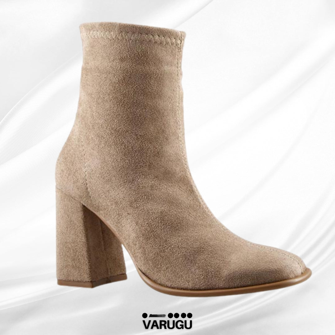 Botines beige estilo gamuza mujer