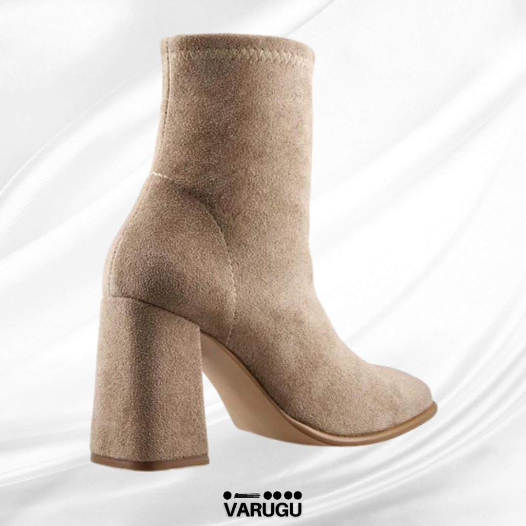Botines beige estilo gamuza mujer