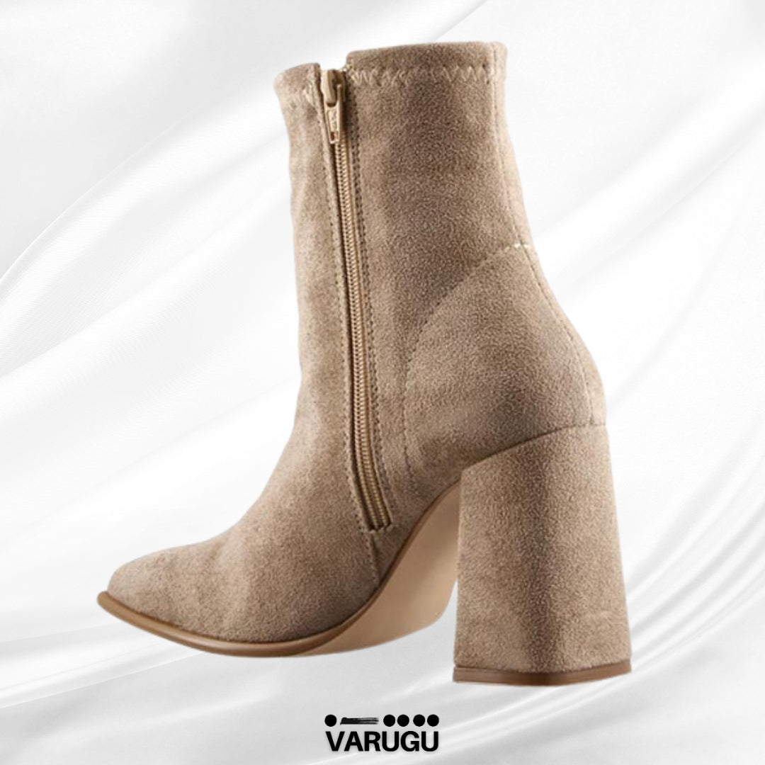 Botines beige estilo gamuza mujer
