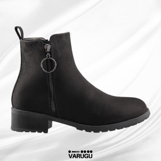 Botines con cierre negro circular de mujer