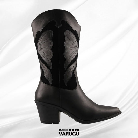Botines negros con relieves mujer