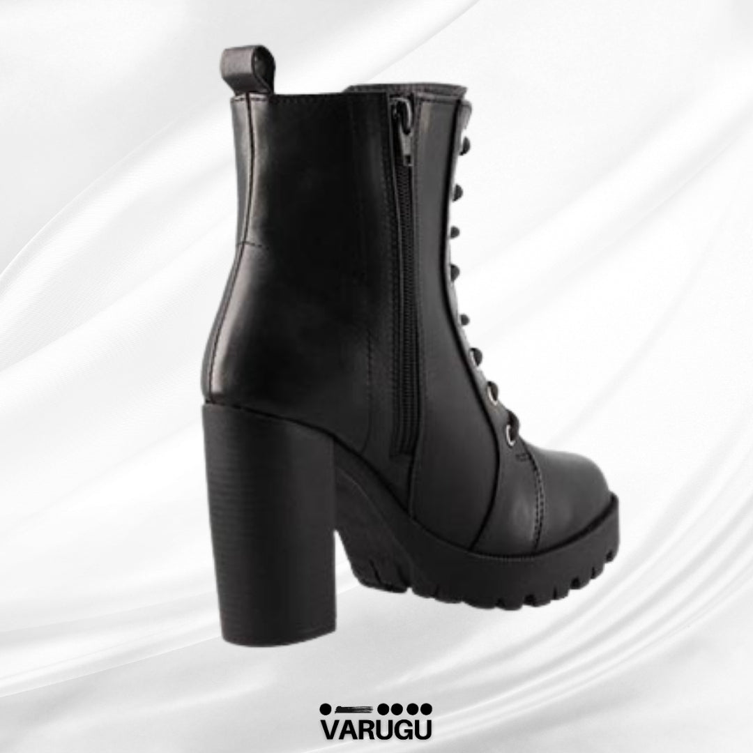 Botines negros con cinturón para mujer