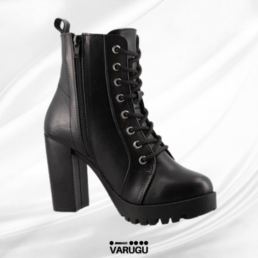 Botines negros con cinturón para mujer