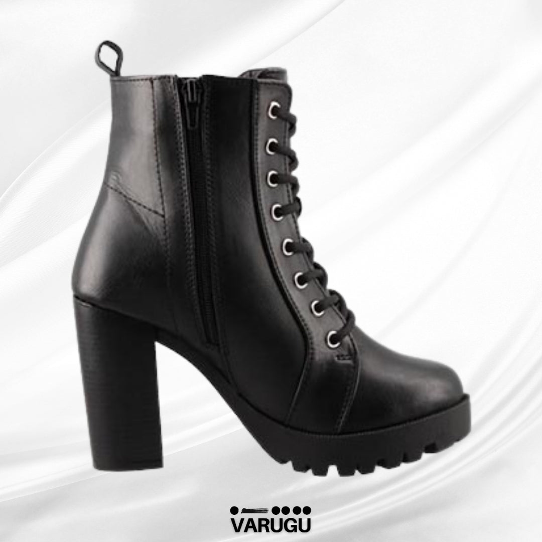 Botines negros con cinturón para mujer