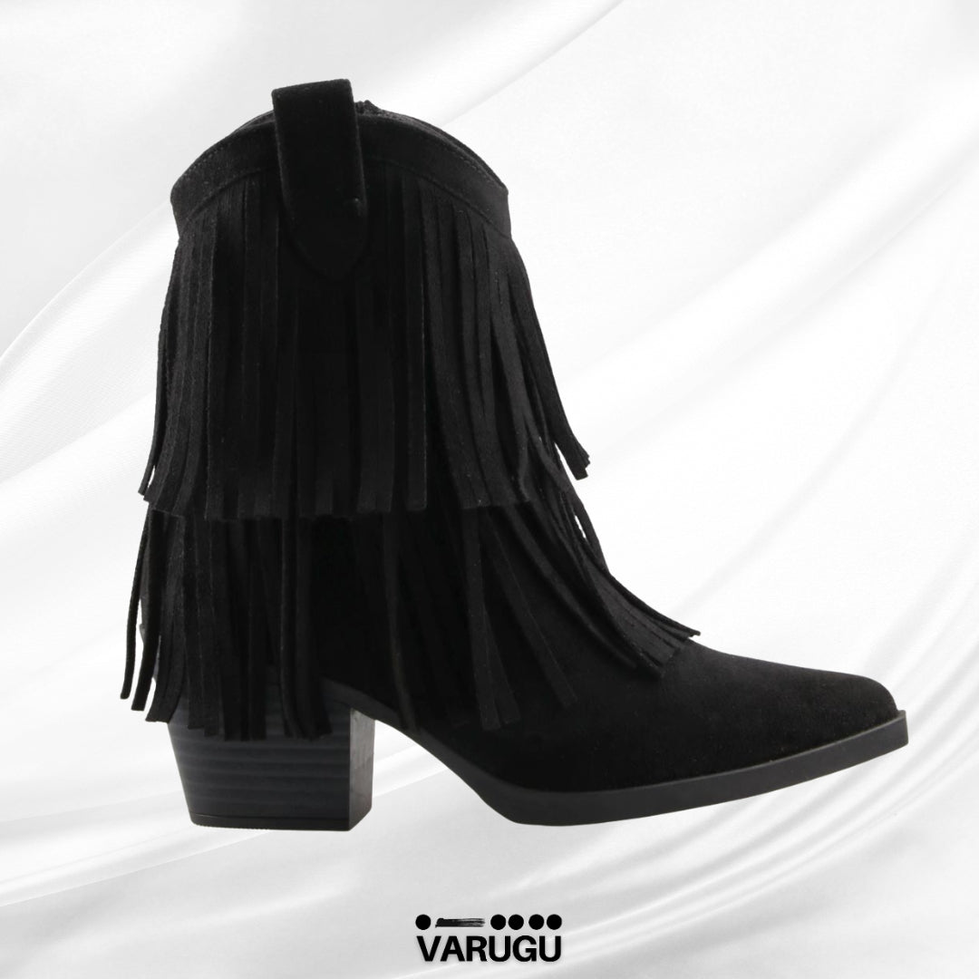 Botas tipo botín negras con diseño suelto mujer
