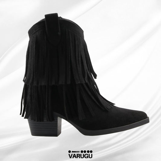 Botas tipo botín negras con diseño suelto mujer