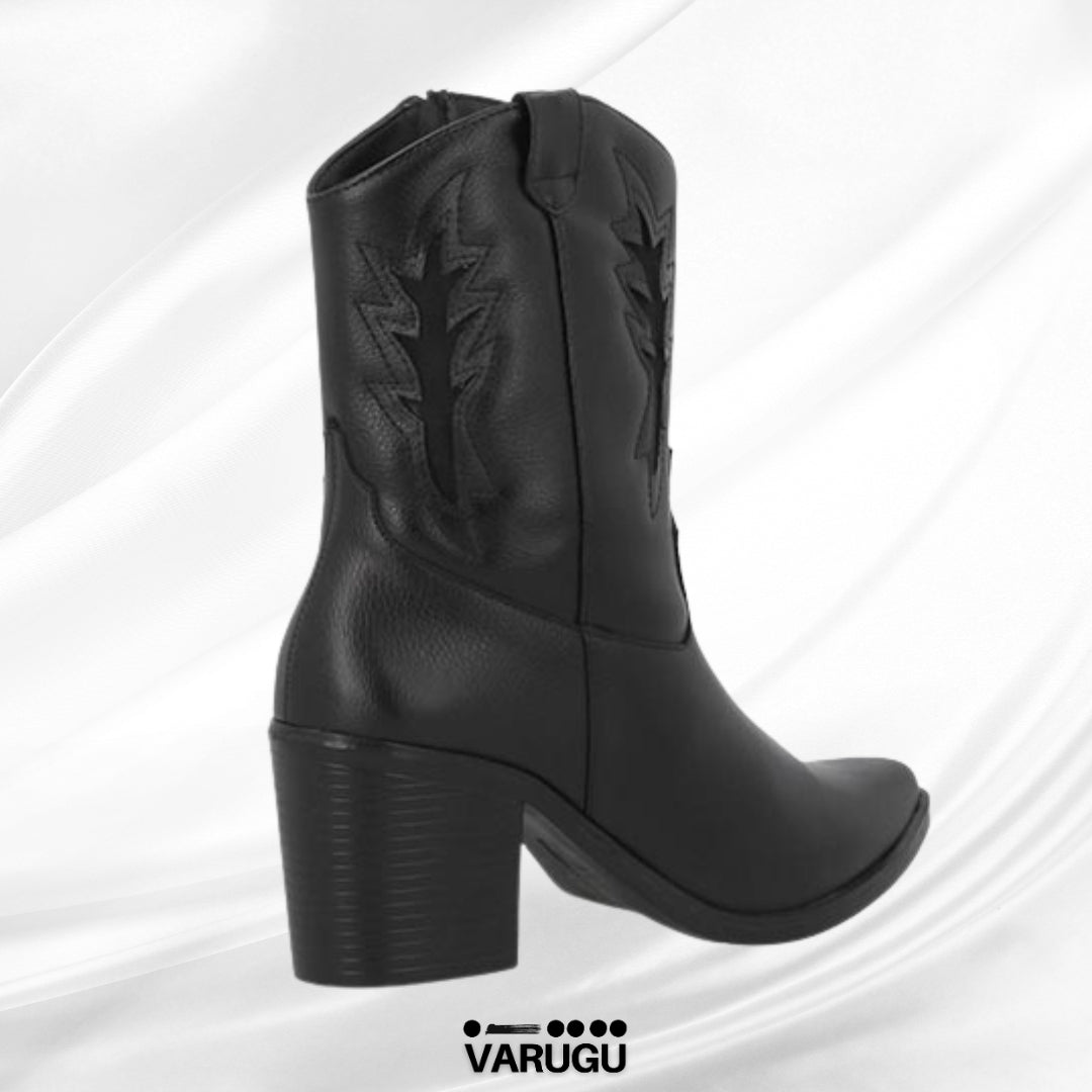 Botines negros con punta y diseño dama