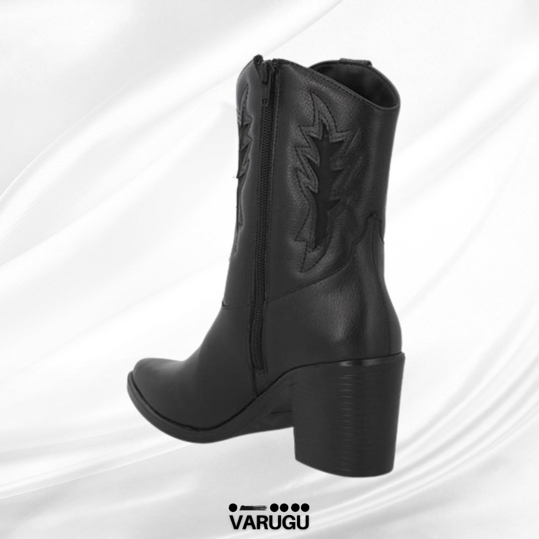 Botines negros con punta y diseño dama