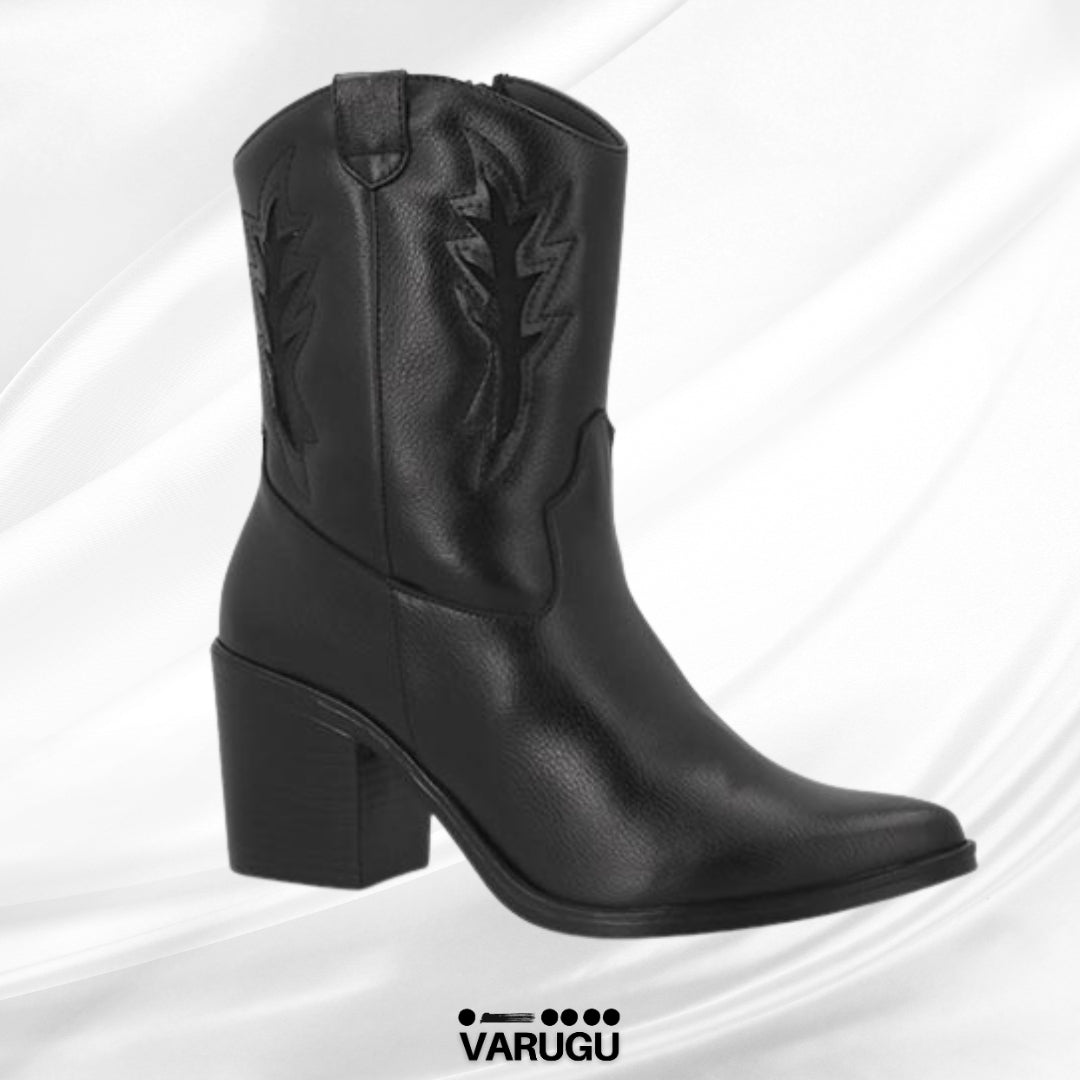 Botines negros con punta y diseño dama
