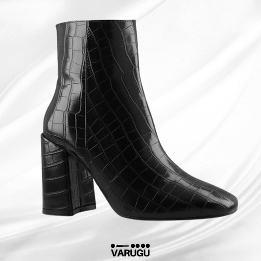 Botines negros con estilo cocodrilo