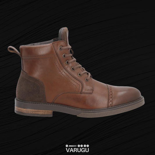Botines nuez de piel elegantes