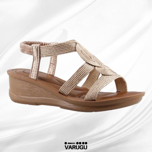 Sandalias con acabado textil color bronce