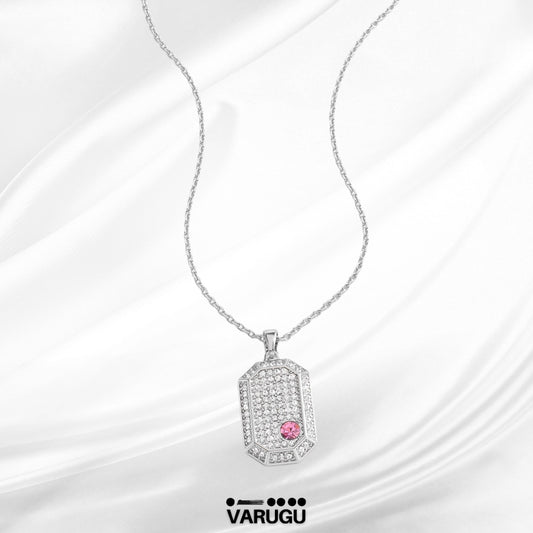Collar plata con piedra cristal rosa - Paris Hilton