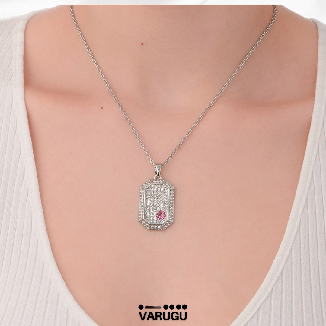 Collar plata con piedra cristal rosa - Paris Hilton