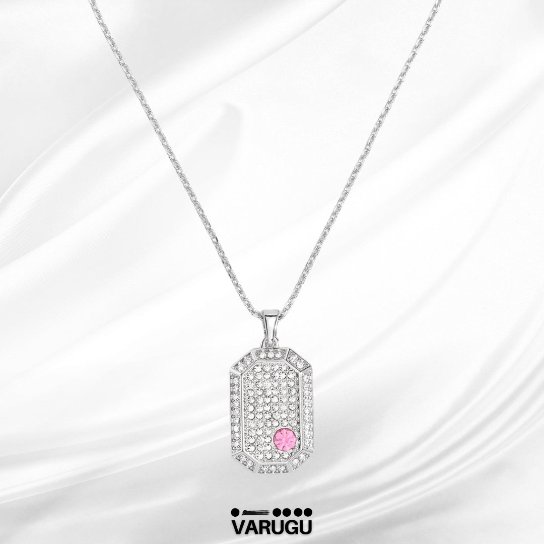 Collar plata con piedra cristal rosa - Paris Hilton