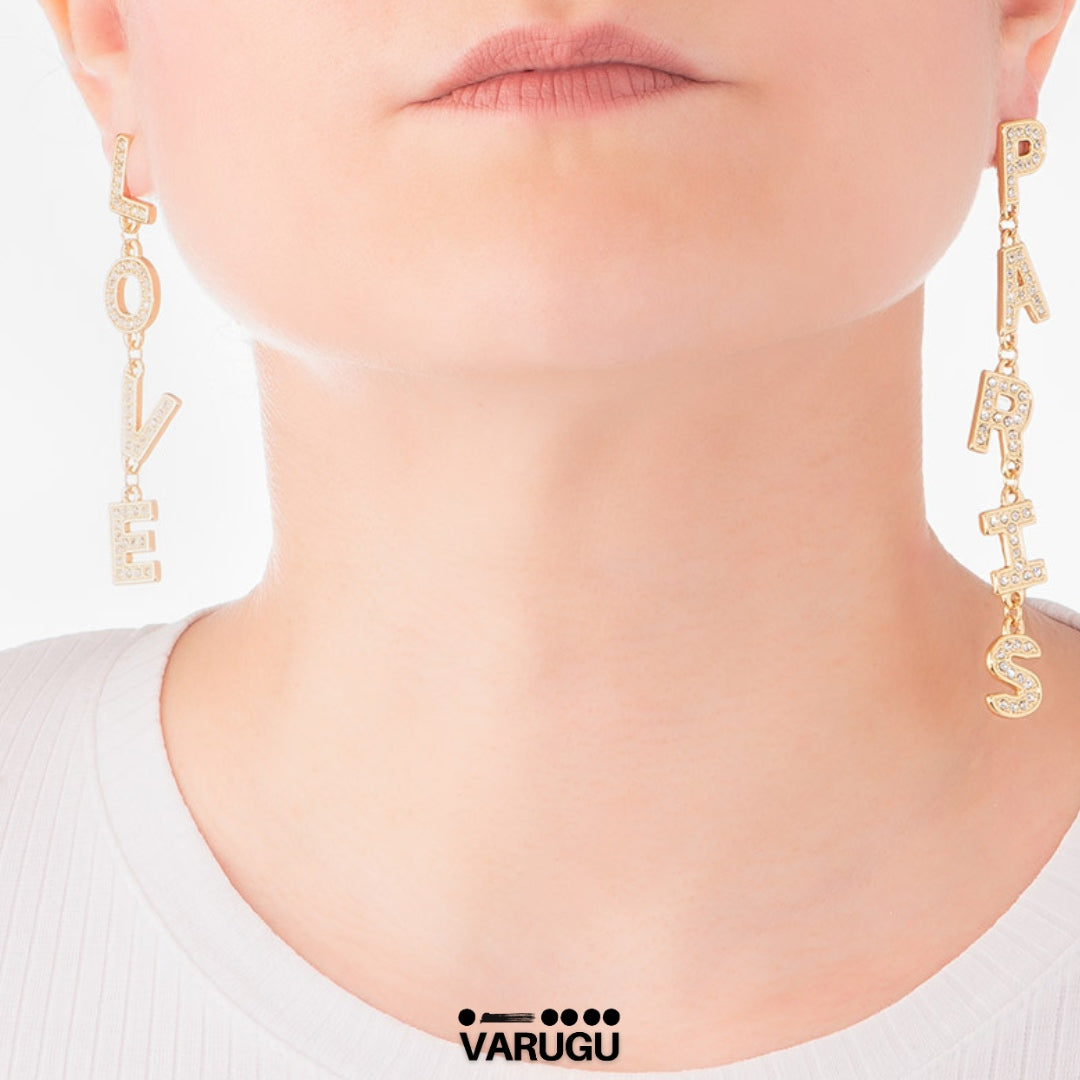 Aretes largos oro - Paris Love