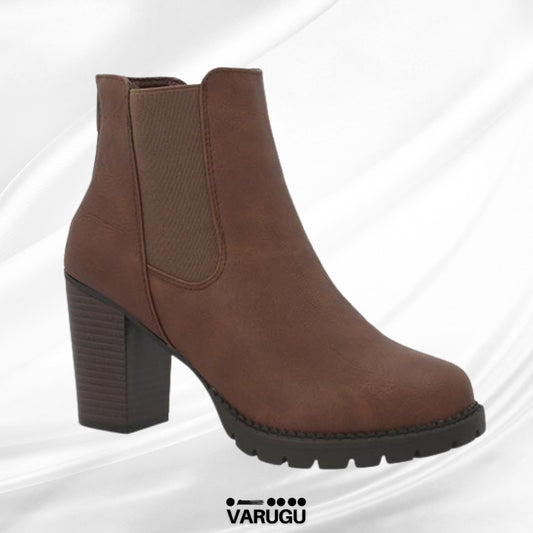 Botas café con tacón alto para dama