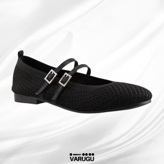 Flats negros con doble cinta de ajuste