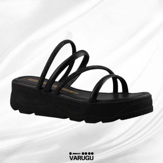 Sandalias negras de plataforma con tiras